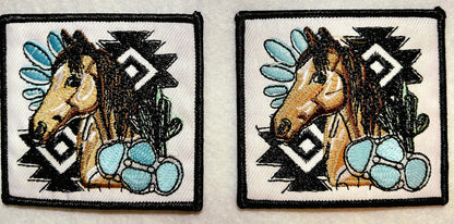 Cowboy Horse & Cactus Western Iron on Patch 2ct pkg