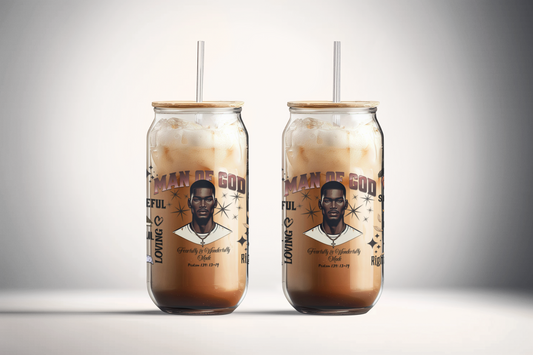 Man of God 16oz UVDTF Glass Cup Wrap (glass cup not included)
