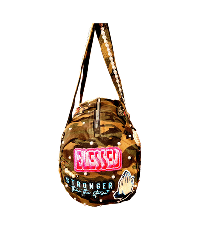 Hand Decorated Camouflage Duffle Style Woman of Faith Designed Purse