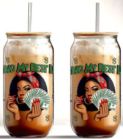 Blank 16oz Glass Can w/ Bamboo Lid 2ct
