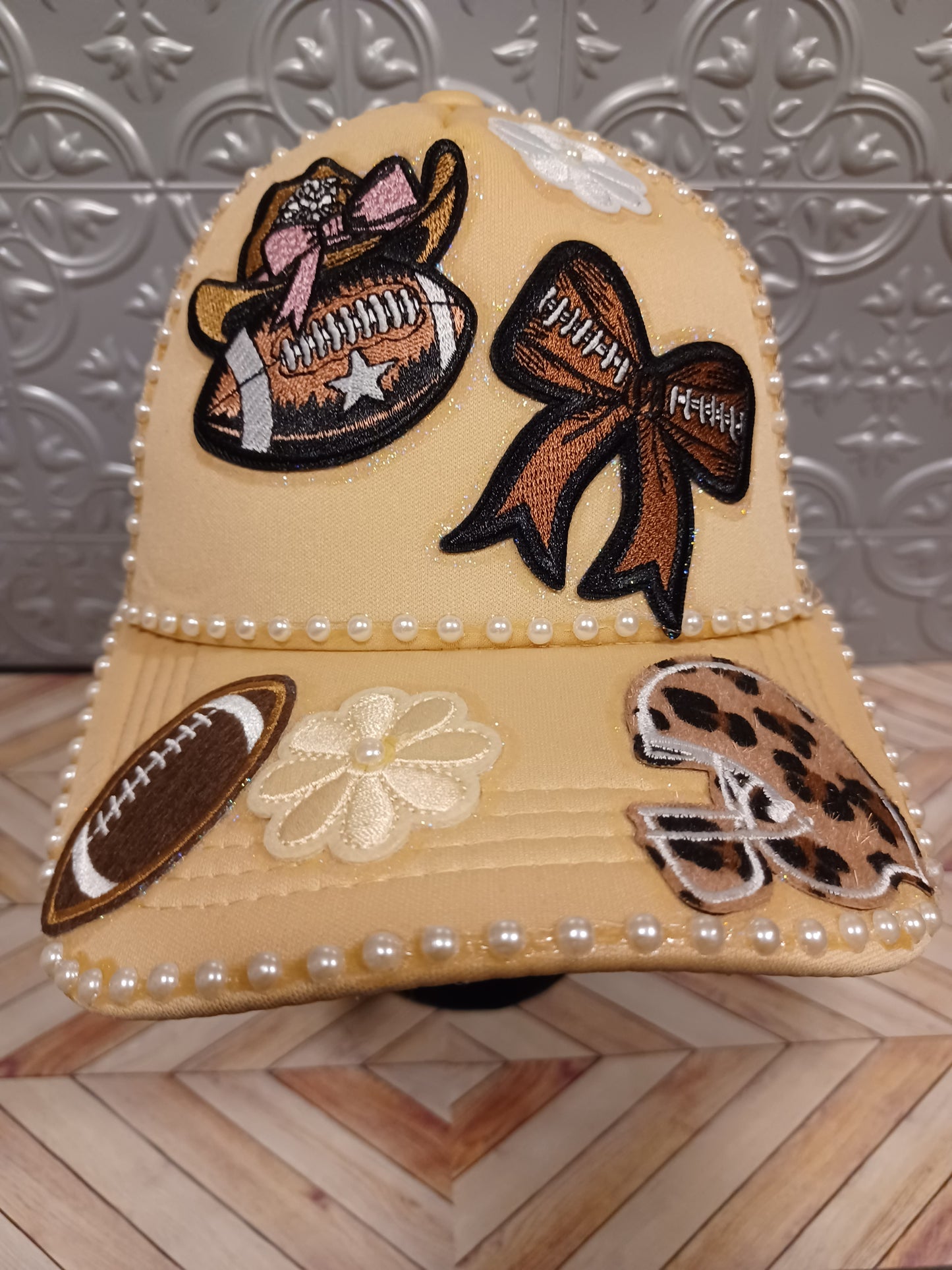 Game Girl Decorated Truckers Hat in Tan