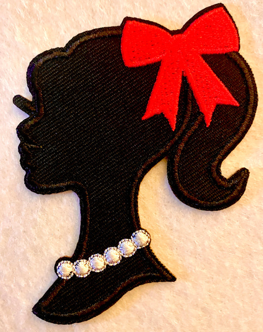 Black Ponytail Barbie Style Iron on Patch