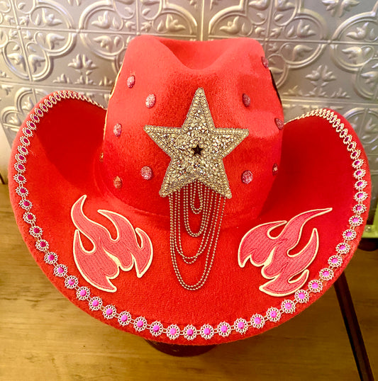 Cowboy Decorated Hat in Pink