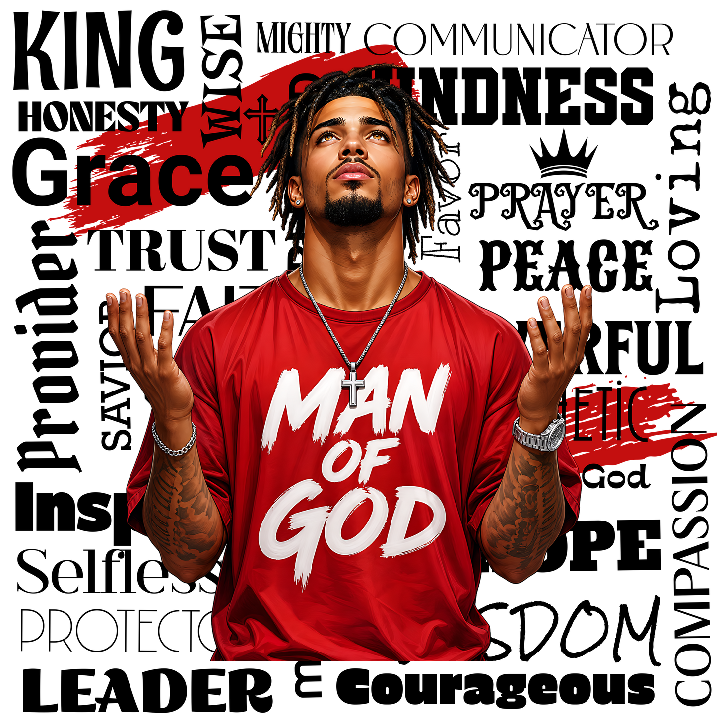 Man of God w/ Godly Affirmations Pre-Sized Sublimation Transfer Prints Prints