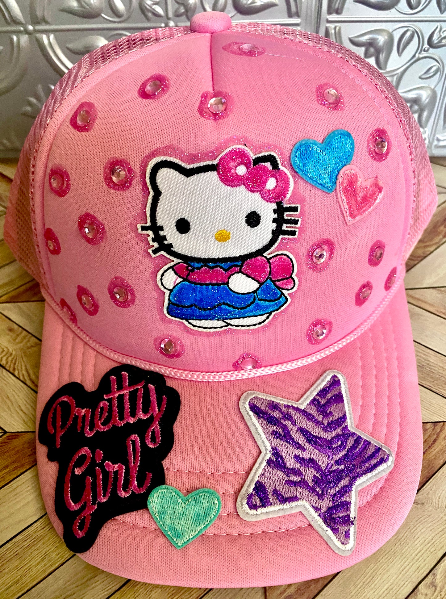 Hello Pretty Girl Truckers Hat in Pink