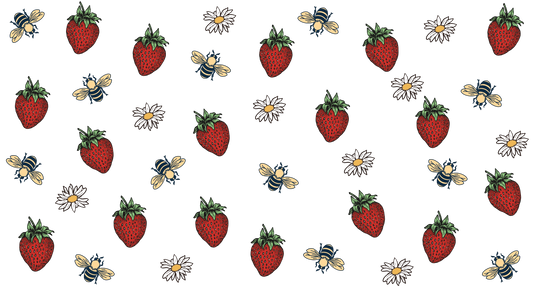 Sweet Strawberry 16oz UVDTF Glass Cup Wrap (glass cup not included)