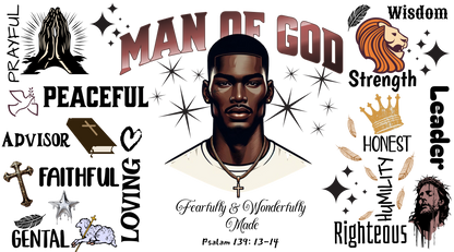 Man of God 16oz UVDTF Glass Cup Wrap (glass cup not included)