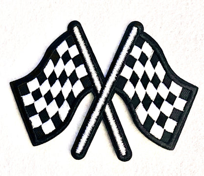 Black & White Checkered Racing Flag Iron on Patch