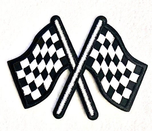 Black & White Checkered Racing Flag Iron on Patch