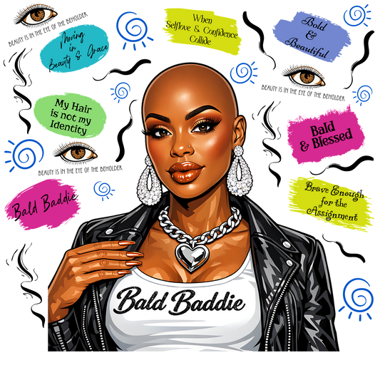 Bald Baddie Affirmation Pre-Sized 10 inch Sublimation Transfer Print