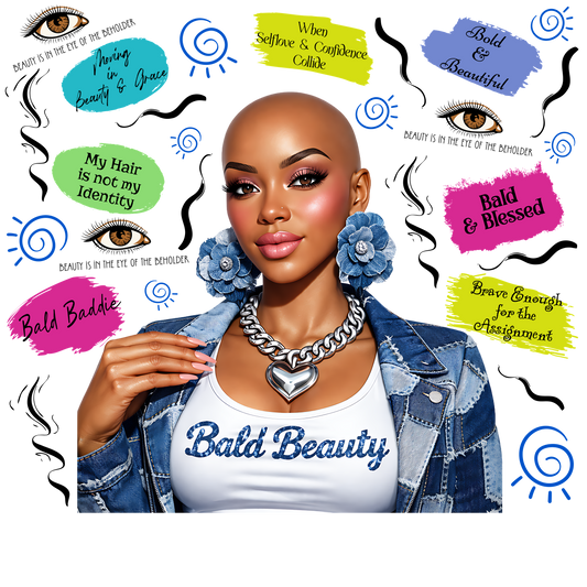 Bald Beauty Affirmation Pre-Sized 10 inch Sublimation Transfer Print