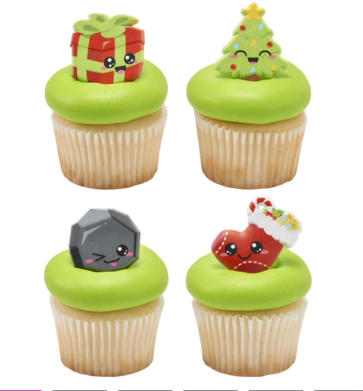 Christmas Cuties Cupcake Ring Decorations 24ct