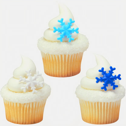 Snow Flake Decoration Cupcake Rings 24ct