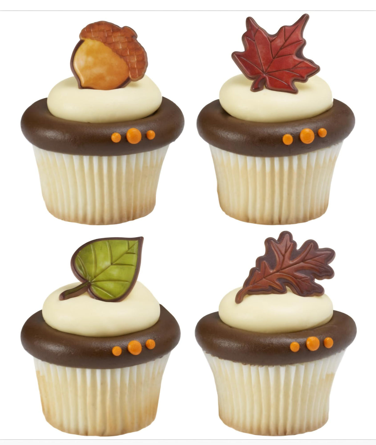 Fall Leaf Assorted Cupcake Ring Decorations 24ct