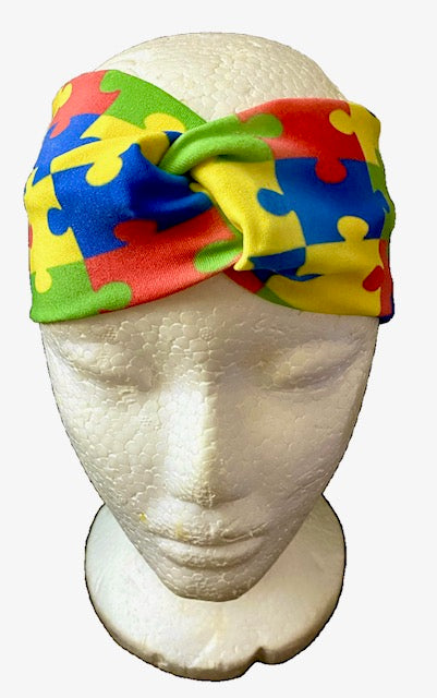 Handmade 2pc Headband & Autism Awareness Scrunchie Set