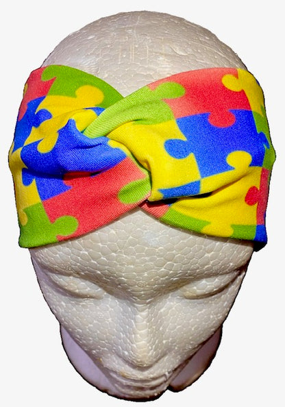 Handmade 2pc Headband & Autism Awareness Scrunchie Set