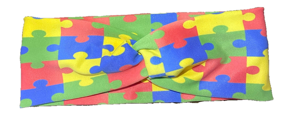 Handmade 2pc Headband & Autism Awareness Scrunchie Set