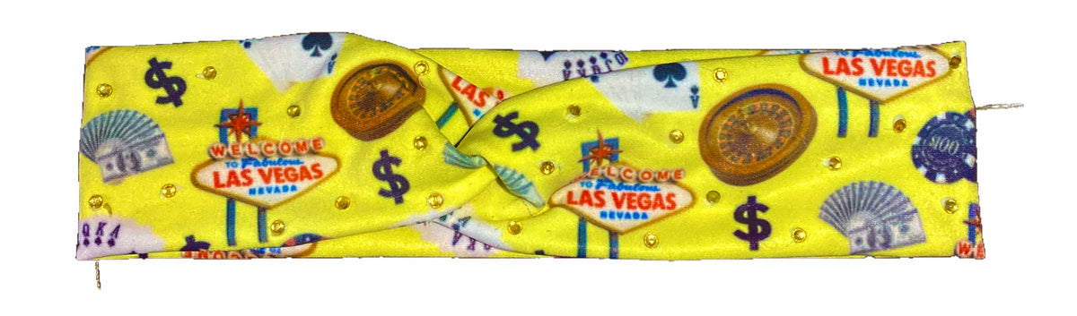 Handmade 2pc Las Vegas Headband & Scrunchie Set w/ Rhinestone Accents