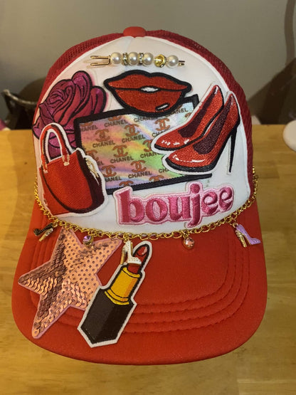 Fashionista Truckers Hat in Red & White