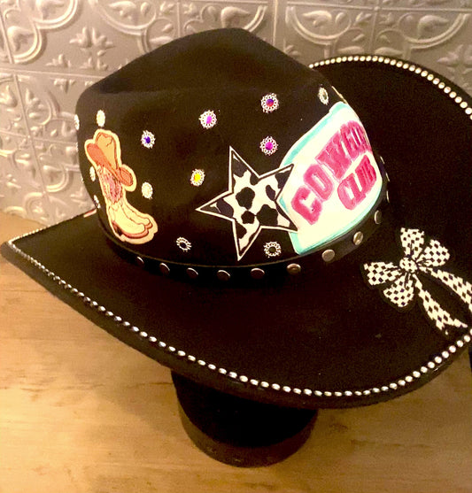 Cowboy Decorated Hat in Black