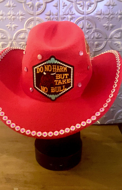 Cowboy Decorated Hat in Pink